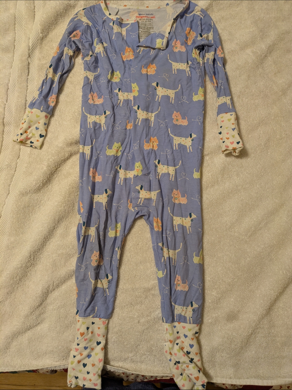 Magnetic Me Lavender Puppy & Kitten Print Footed One-Piece
